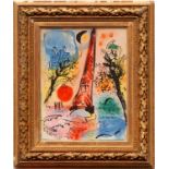 MARC CHAGALL 'Eifel Tower', 1960, original lithograph, ref:287', printed by Mourlot, 32cm x 25cm,