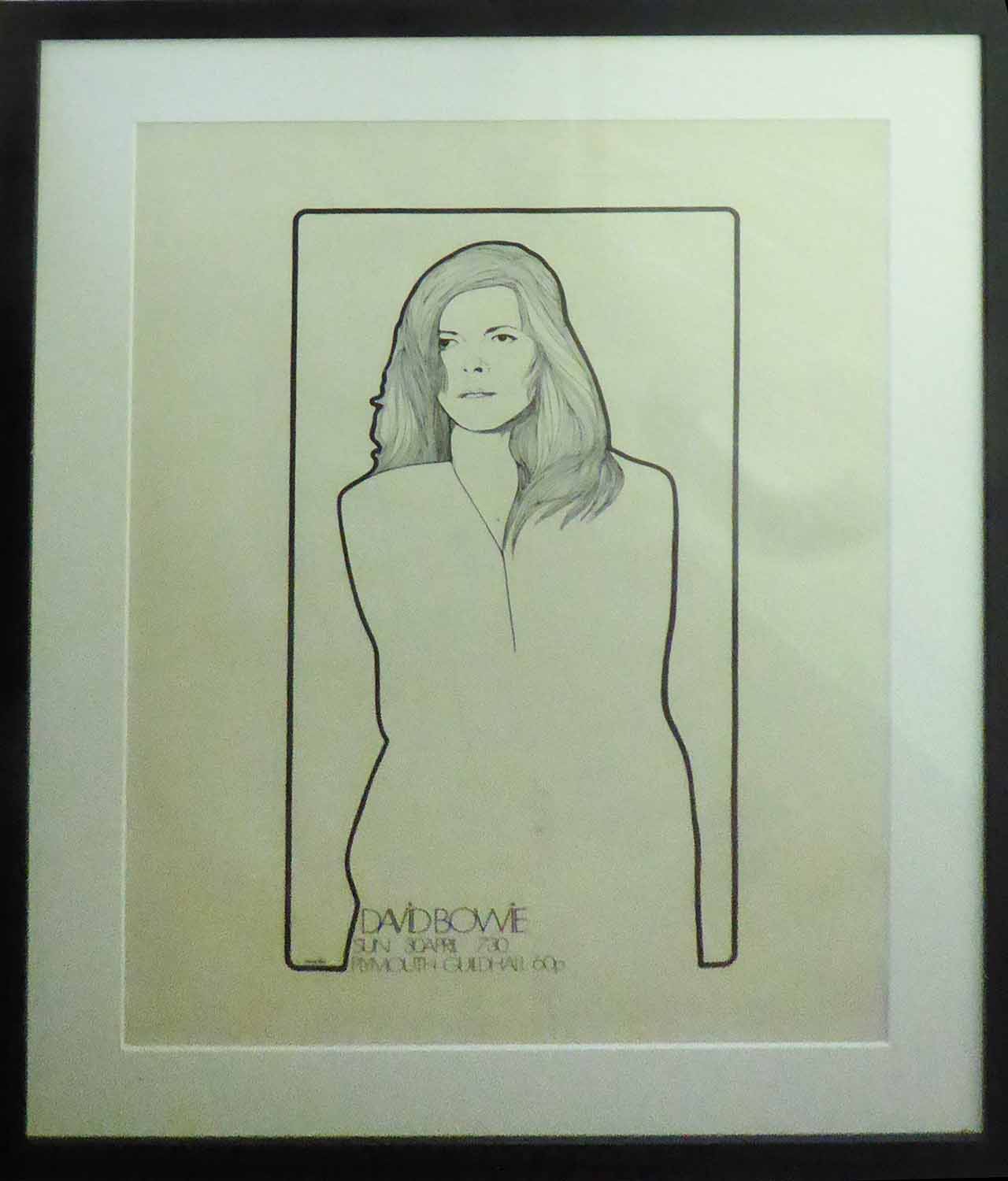 ORIGINAL 1970 POSTER, for David Bowie's concert at the Plymouth Guildhall, designed by Jim Corridon,