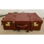 SWAINE ADENEY LUGGAGE, bridle leather, Chestnut colour, chequered cotton lining,