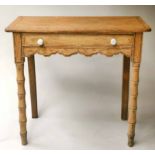 REGENCY FAUX BAMBOO SIDE TABLE, painted with frieze drawer and carved faux bamboo supports,
