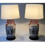LAMPS, a pair, Chinese ceramic,