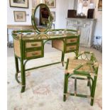 DRESSING TABLE AND STOOL, en suite with the previous lot, 123cm H x 43cm D x 109cm W.