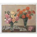 MID 20th CENTURY SPANISH SCHOOL 'Still Life of Flowers, oil on canvas, signed lower left M.L.