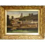 19th CENTURY FRENCH SCHOOL 'Riverside Views', a pair of oils, one indistinctly signed lower right,