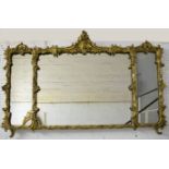 TRIPTYCH WALL MIRROR, bears label Bentles 1932, gilt frame, 115cm x 70cm.