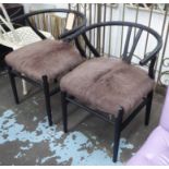 OKA MURCIANA GOAT HAIR ARMCHAIRS, a pair, 58cm x 78cm H x 58cm.