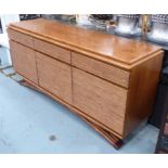 SIDEBOARD, 1970's Italian style, bamboo and ash, with three drawers and three cabinets, 180cm x 49.