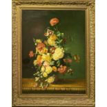 DUTCH SCHOOL MANNER 'Still Life of Flowers', oil on canvas, 155cm x 130cm, framed.