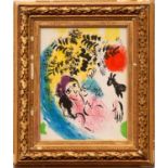 MARC CHAGALL 'Lovers with Red Sun', 1960, original lithograph, printed by Mourlot, ref: 285,