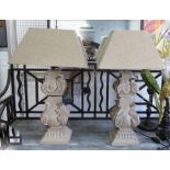 TABLE LAMPS, a pair, French provincial style, with shades, 60cm H.