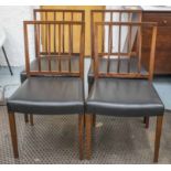 DINING CHAIRS, a set of four, circa 1970 rosewood with black leatherette seats, 85cm H.