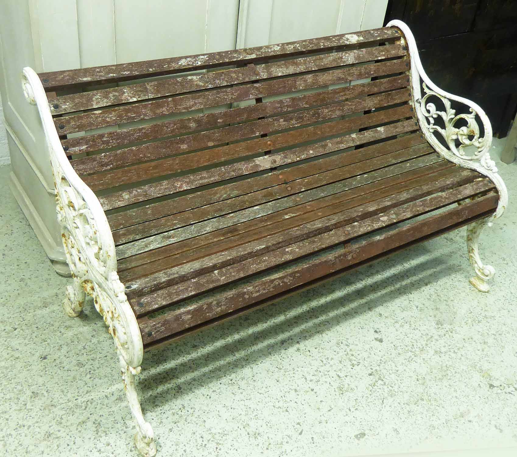 GARDEN BENCH, late Victorian, (similar to the previous lot), 143cm L x 85cm H. - Image 2 of 3