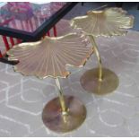 GINKGO LEAF SIDE TABLES, a pair, 1970's Italian style, gilt finish, 56cm H.