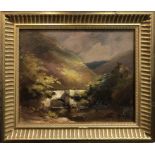 FREDERICK JAMES ELLIOT (1864-1949 Australia) 'Landscape with Stone Bridge', oil on canvas,