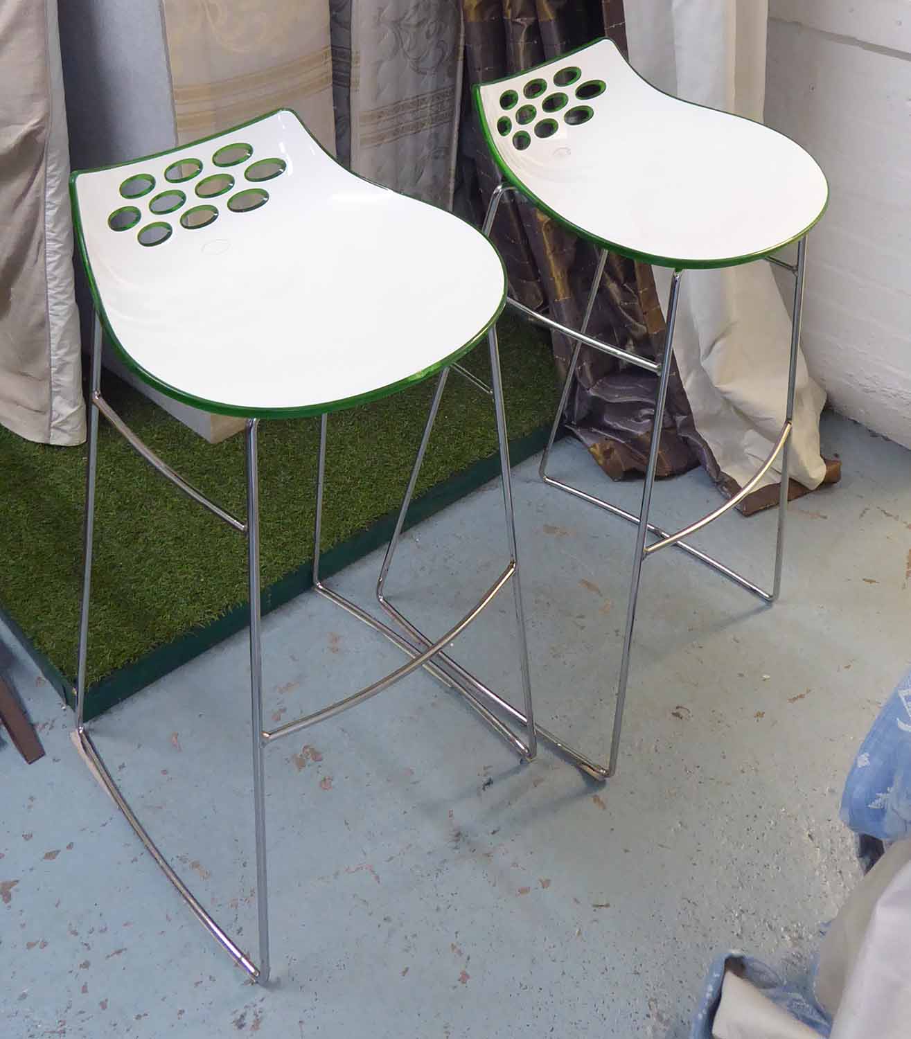 CALLIGARIS JAM BAR STOOLS, a pair, 92cm H.