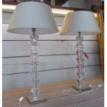 PORTA ROMANA FISHBONE TABLE LAMPS, a pair, with shades, 93cm H.