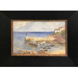 EARLY 20TH CENTURY SCHOOL 'Porthscatho, Cornwall', watercolour, 15cm x 25cm, framed.