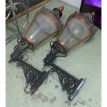 STREET LANTERNS, a pair, copper and cast iron, bears plaque 'D.W. Windsor', each 122cm H.