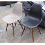 AFTER CHARLES AND RAY EAMES DSW STYLE CHAIRS, a set of seven, two in a differing colour, 82cm H.