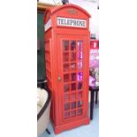 TELEPHONE BOX COCKTAIL CABINET, retro style, 58cm x 54cm x 176cm.