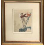 ATTRIBUTED TO STEPAN MIKHALOVICH KARPOV 'Heroic Soviet Construction Worker', watercolour,