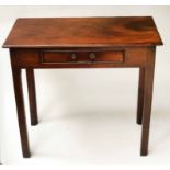 HALL TABLE, George III mahogany of adapted shallow proportions with frieze glove drawer,