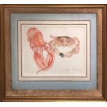 WEFE DELISS (20th Century American) 'Crab and Lobster', watercolour, signed and framed.