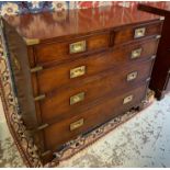 MILITARY CHEST, Regency style with two short over three long drawers,