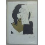 ANDY WARHOL 'Mick Jagger', lithograph, from Leo Castelli gallery, stamped on reverse, edited by G.