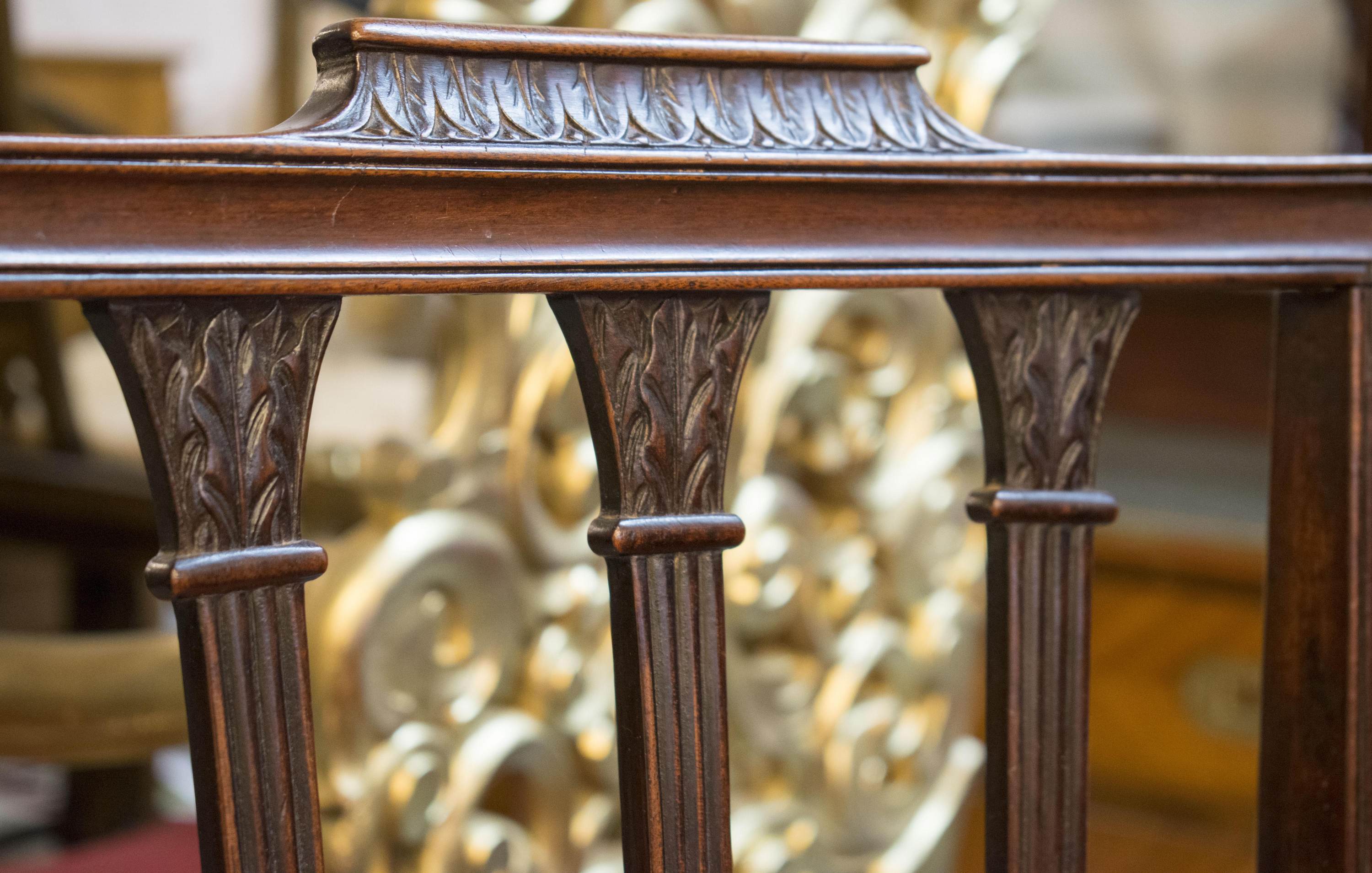 DINING CHAIRS, a set of six, George III mahogany with reeded and leaf carved, circa 1790, - Image 2 of 2