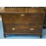 MULE CHEST, 19th century oak with hinged top and single drawer, 75cm H x 106cm W x 39cm D.