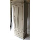 ARMOIRE, French style, traditionally grey painted, with panelled doors enclosing hanging space,