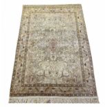 VERY FINE PURE SILK HEREKE RUG, 180cm x 122cm.