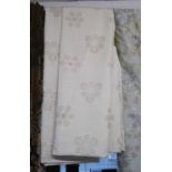 CURTAINS, a pair, floral patterned design, lined, with eyelet holes at top,