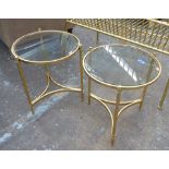 SIDE TABLES, a pair, 1960's French style, 46cm H x 43cm Diam approx.