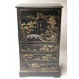 OKA CHINOISERIE CABINET, black and gilt decorated,