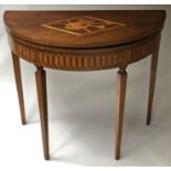 DUTCH CARD TABLE, 19th century, mahogany with musical instrument satinwood inlaid,