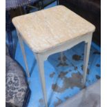 OCCASIONAL TABLE, Gustavian style in a distressed painted finish with rounded square top,