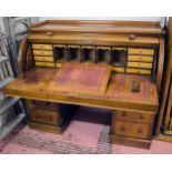 CYLINDER DESK, Victorian mahogany, circa 1870,