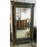 ARMOIRE, 19th century French Directoire design, ebonised and silvered metal,