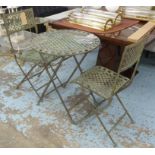 GARDEN BISTRO SET, French style, folding design, table 75cm H x 65cm diam.