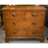 CHEST, late George III mahogany of four drawers with stencilled knob handles,
