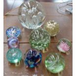 PAPER WEIGHTS, a collection of nine, of various sizes and descriptions, 18cm Diam approx at largest.