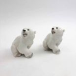 LOMONOSOV (USSR), 'Polar bears', porcelain in naturalistic glaze, 11cm H.