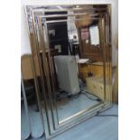 WALL MIRROR, French Art Deco style, stepped frame with gilt accents, 117cm x 86cm approx.