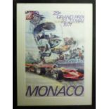 MONACO 29th GRAND PRIX, 22-23 May, 1971 original poster, 60cm x 40cm, framed and glazed.