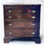 BACHELOR'S CHEST, George II design burr walnut with a brushing slide above four long drawers,