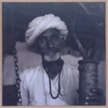 'Portrait of a Man from Rajasthan', photograph, signed and numbered, 77cm x 77cm, framed.