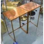 SIDE TABLES, a pair, contemporary coppered top design, 63cm Tall.