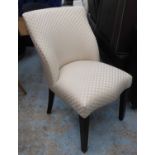 SIDE CHAIR, contemporary design, patterned fabric, ebonised supports, 86cm H.